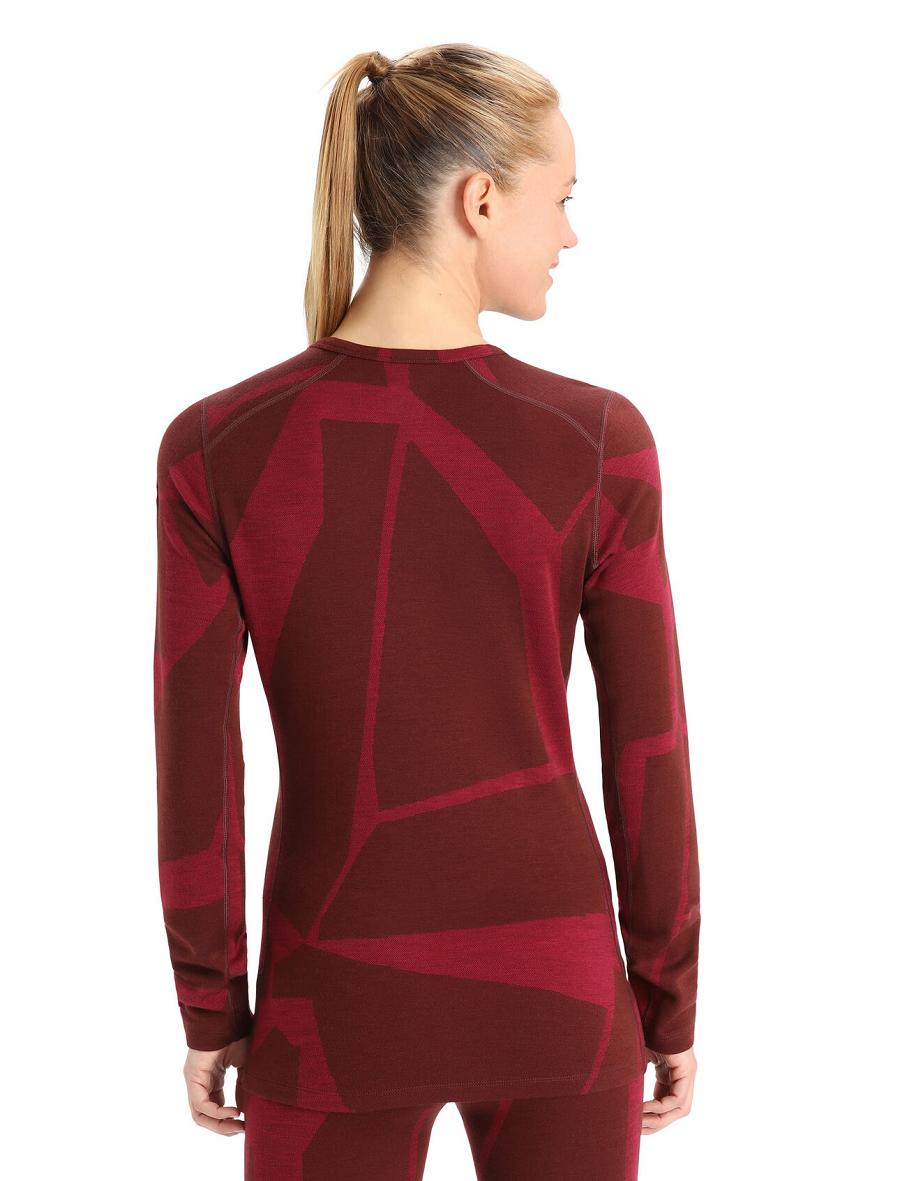 Icebreaker Merino 250 Vertex Long Sleeve Crewe Thermal Top Fractured Landscapes Női Egy darab és készlet Rózsaszín | HU 1789KORI